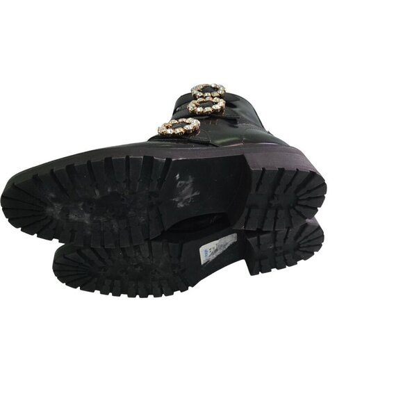 Women Nanette Nanette Lepore Iggy Fashion Boots Rhinestone Buckles Zip Closure Size 7.